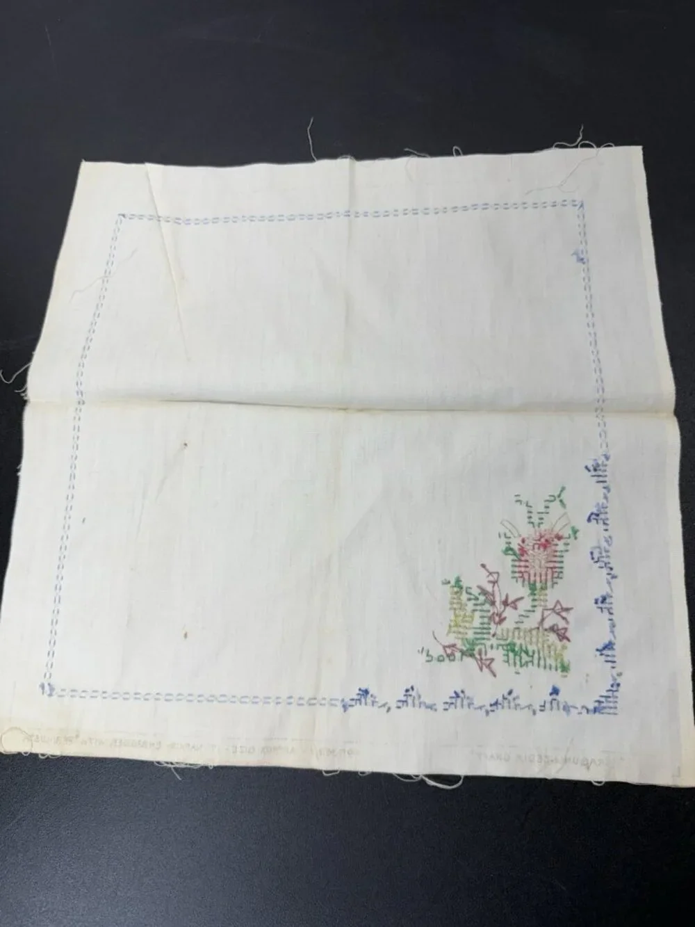 4 Vintage Paragon Needlecraft Napkins 0362 Linen Stamped Floral Pattern 17”